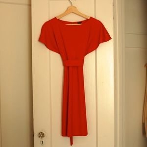 Belted Red Dress from Ann Taylor in Size 00 Petite